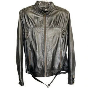 Metro 7 Vintage 90s Black Leather Biker Jacket Full Zip Women’s 12